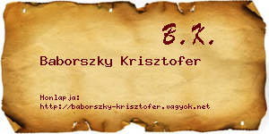 Baborszky Krisztofer névjegykártya